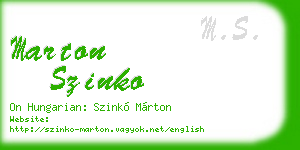 marton szinko business card